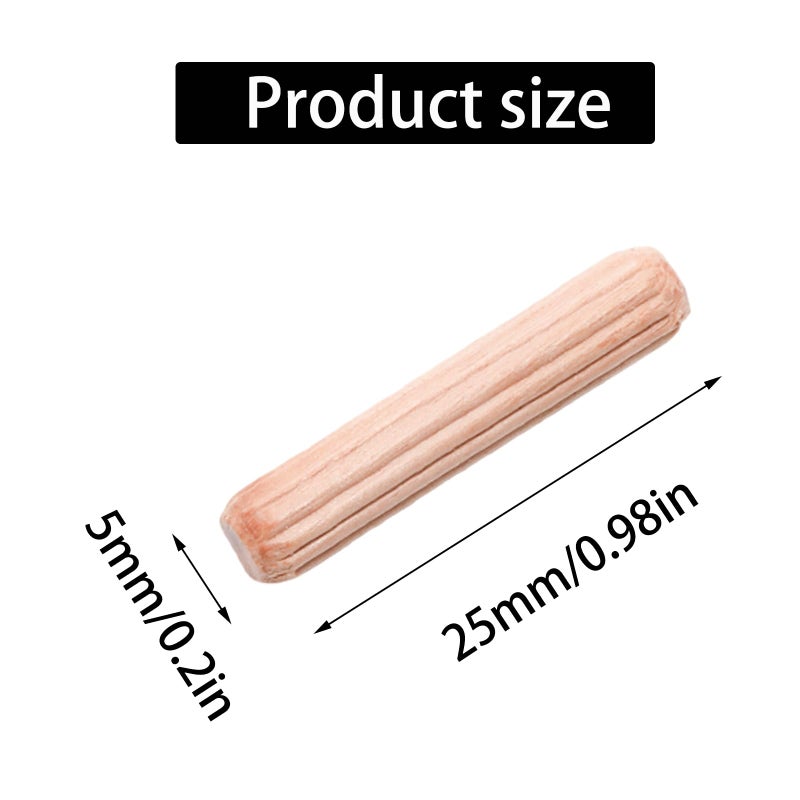 Adyoney 48Pcs 5mm x 25mm / 1/5 Inch x 1 Inch Wooden Dowel Pin Fluted Beveled Ends Wooden Pegs Support Shelves - Image 2
